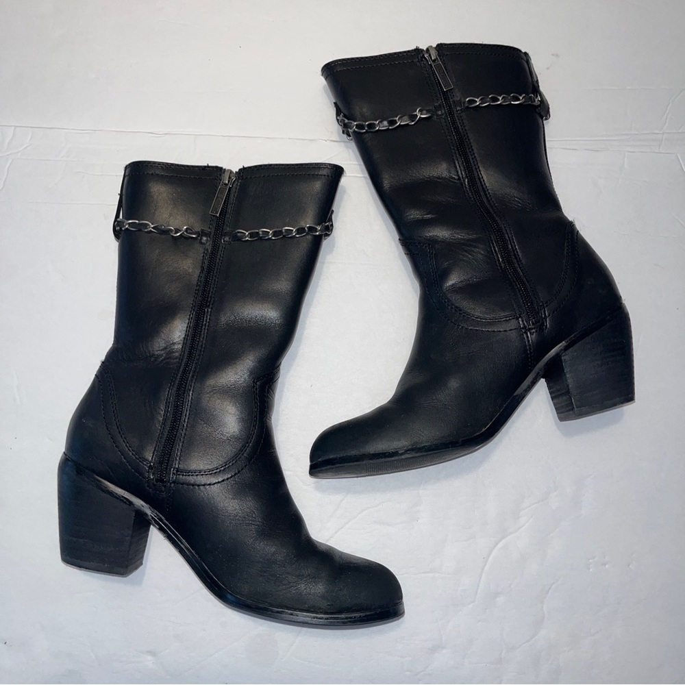 HARLEY-DAVIDSON Women’s Black Leather Mid-Calf Zip Up Boots, Size 8 M #D85438 - Picture 5 of 16